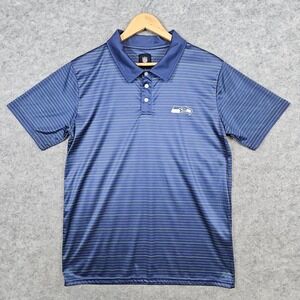 NFL Team Apparel Men's Polo Shirt Size M Seattle Seahawks Striped Printed‎ Logo